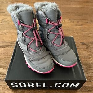 Sorel Youth Whitney Waterproof Gray & Pink Boots Size 3